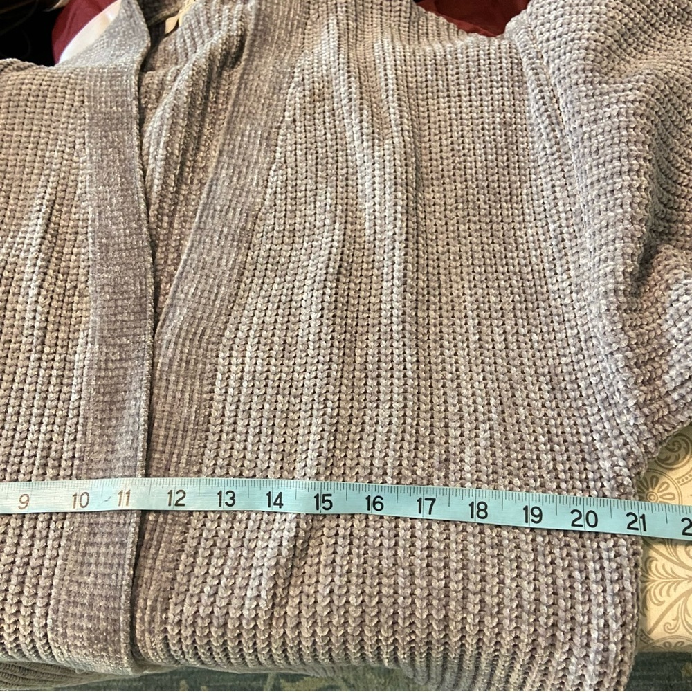 LBLC the Label Heather Light Gray Sherry Cardigan Chenille Sweater XS Duster - Picture 4 of 13